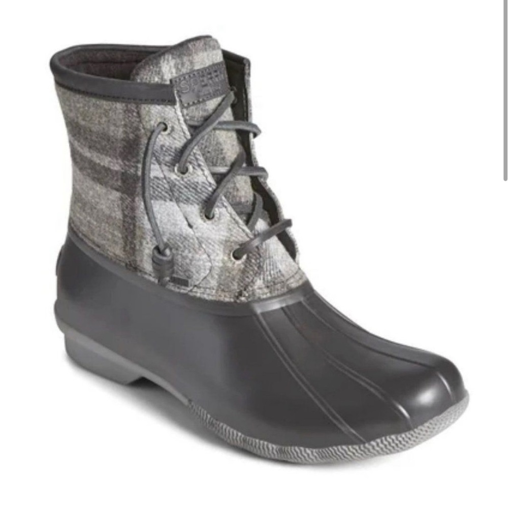 Sperry Saltwater Plaid Duck Boots, Sz 8.5, NWOB